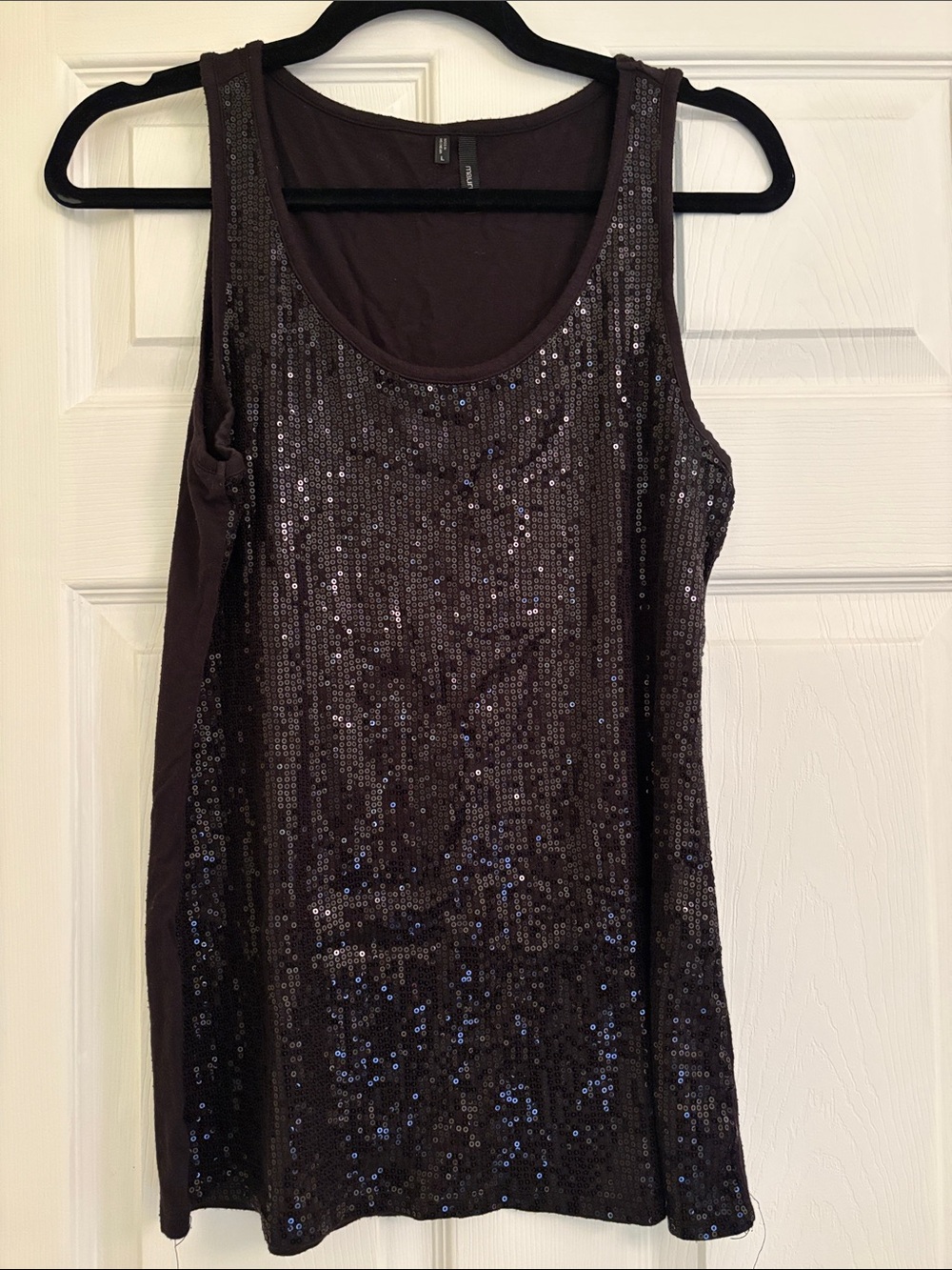 Maurices Black Sequined Scoop Neck Top
